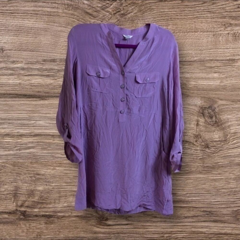 Fossil 100% silk lilac purple tunic. Large.